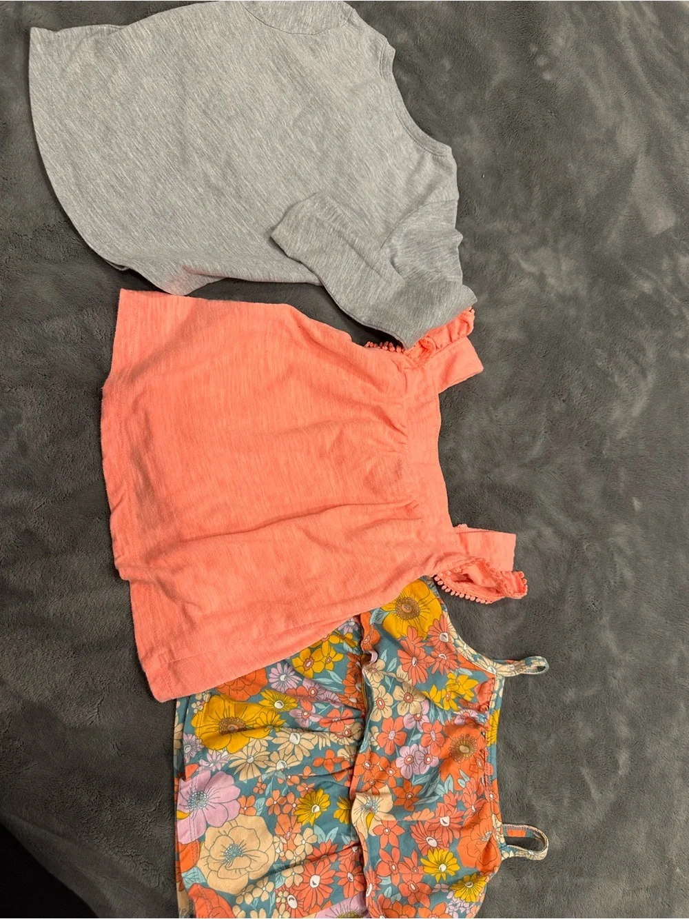 Carter's Coral Tank, Gray Deer Top & Floral Shirt Set